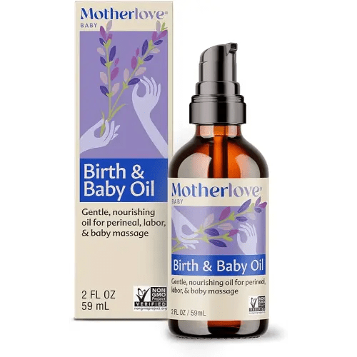 Motherlove Birth & Baby Oil (2 oz) Gentle Lavender-Infused Oil for Perineal, Labor & Baby Massage—Non-GMO, Organic Herbs
