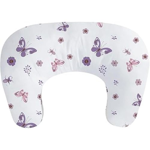 Little Grape Land New Nursing Pillow for Breastfeeding, Larger Breast Feeding Pillow and Positioner with Removable Cover for More Support, Tummy Time Bottle Feeding Support Pillow, Purple Butterfly
