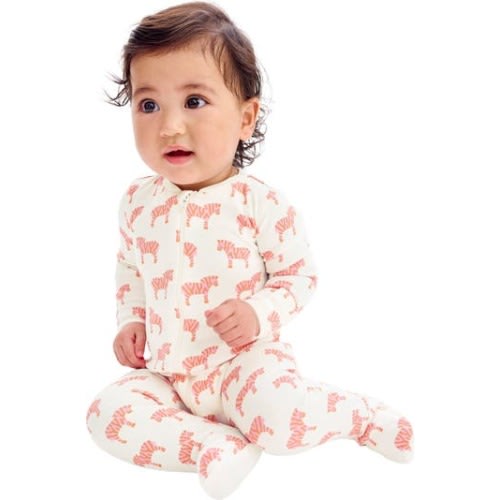 Baby Organic Animal Friends Zip Footie, 0-3M