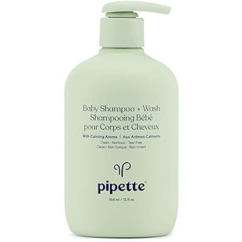 Pipette Baby Shampoo and Body Wash Tear-Free with Renewable Plant-Derived Squalane, Calming, 12fl oz