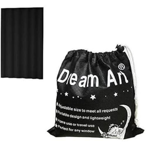 DREAM ART Anywhere Portable Blackout Curtain/Adjustable Blackout Shades/Temporary Blackout Blinds with Suction Cups for Nursery,Children Kids Bedroom or Travel Use,Black,1 pc W51xL72Inch(130X183cm)