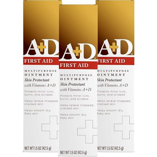 A+D First Aid Ointment, Multipurpose Dry Skin Moisturizer and Skin Protectant, 1.5 Oz (Pack of 3)