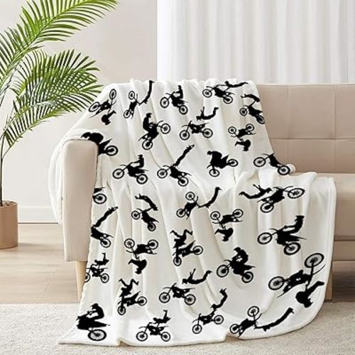 Motorcycles Dirt Bike Blanket - Super Soft Fleece Throw Blanket, Cozy Flannel, Air Conditioning, 50x40 inches, Kids