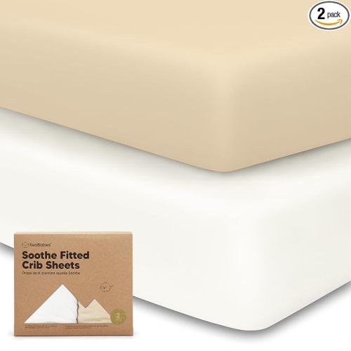 KeaBabies 2-Pack Organic Cotton Crib Sheets for Boys, Girls - 52x28 Fitted Crib Mattress Sheet Neutral, Breathable Cover for Baby Bed Set, Toddler Mattress, Soft & Cute Prints (Khaki)