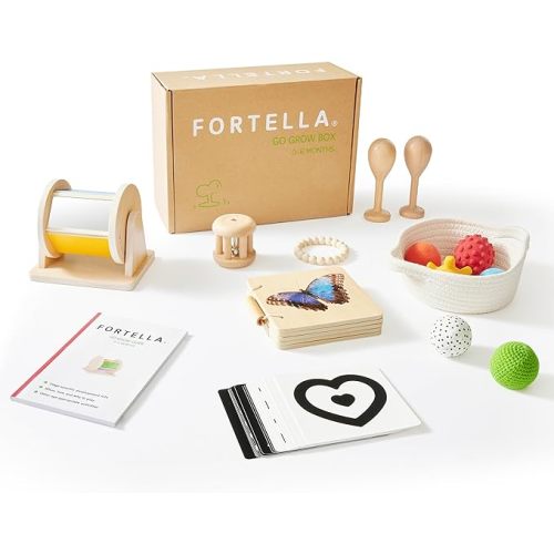 Fortella Go Grow Box, Montessori-Inspired Toys for Babies and Toddlers, Stage-Based Development Toys (0-6M Go Grow Box)
