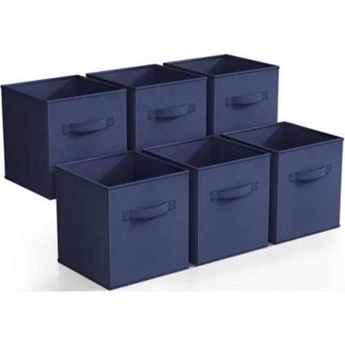 Sorbus 11 Inch 6 Pack Foldable Fabric Storage Cube Bins with Handles - for Organizing Pantry, Closet, Nursery, Playroom, and More (Navy Blue)