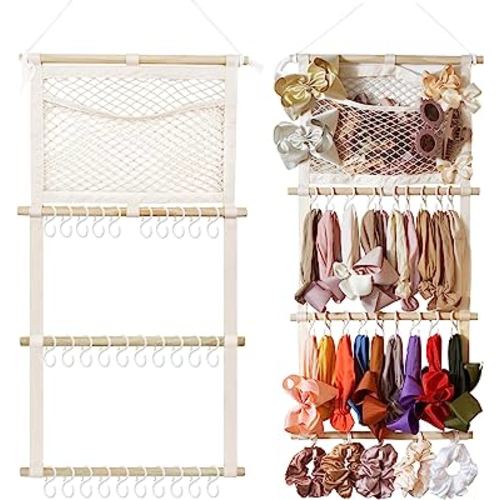 kangaroo Headband Holder Hair Bows Organizer for Baby Girls Large Capacity Bow Holder Hair Accessories Wall Hanging Organizer for Toddler Baby Girl Nursery Room Decor (White)
