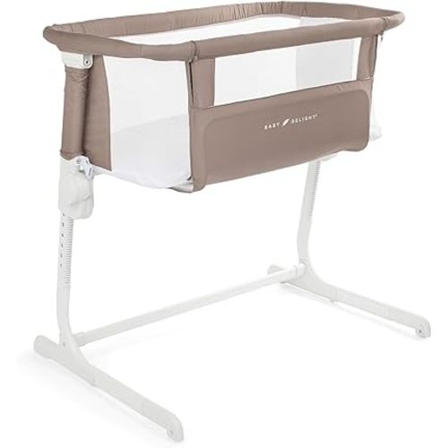 Baby Delight Beside Me™ Dreamer Bassinet | Bedside Sleeper & Baby Bassinet | 8-Position Height Adjustment | 100% GOTS Certified Organic Cotton Fabric | Organic Mocha