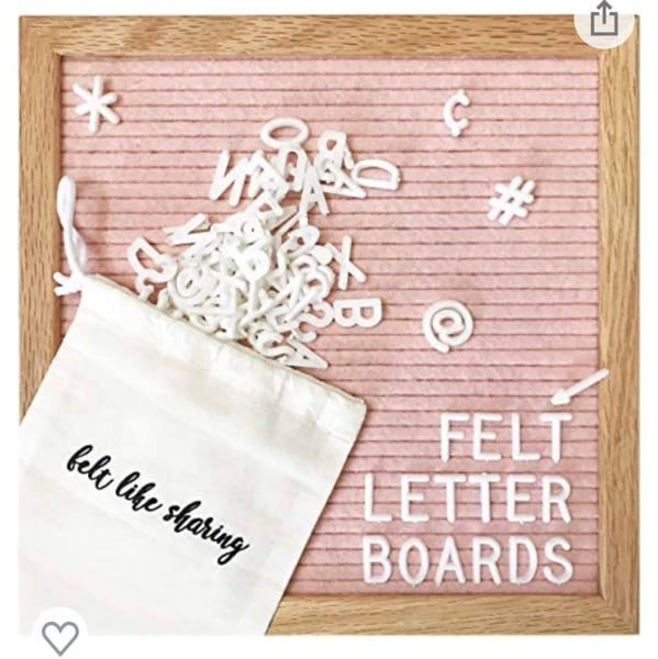 Felt Letter Board, 10x10in Changeable Letter Board with Letters White 300 Piece - Felt Message Board, Oak Frame Wooden Letter Board for Baby Announcements, Milestones, Office Decor & More (Light Pink) - 10"x10"