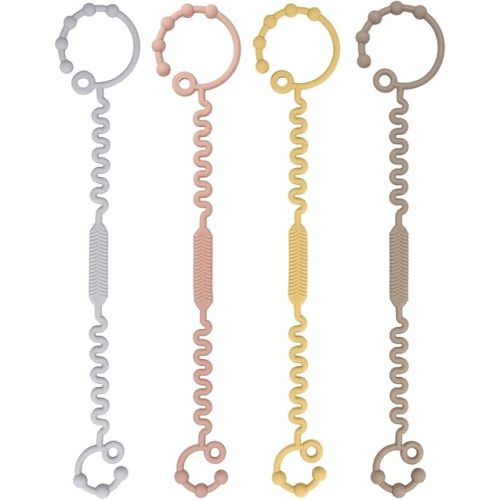 Babygoal Silicone Toy Strap Chain 4 Pack for Baby Boy Girl Fits Teething Toys,Highchairs,Car Seat,Strollers-Neutral Color 4GJS22-B