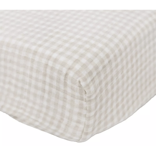 Little Unicorn Cotton Muslin Changing Pad Cover - Tan Gingham