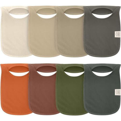 8-Pack Baby Bibs for Boys, Girls - Pullover Bibs for Drooling Teething Baby Girl & Boy Toddler, Newborn, Soft & Absorbent, Cute Colors, Large Torso Coverage Keep Infant Clean & Dry (Brick)