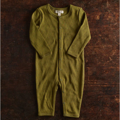 Stork Baby Pyjamas - Cotton Pointelle - Olive