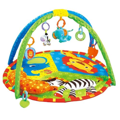 Baby Toddler Fold Acctivity Gyms Play Mats Colorful Baby Play Pad with Animal Toys, Lion