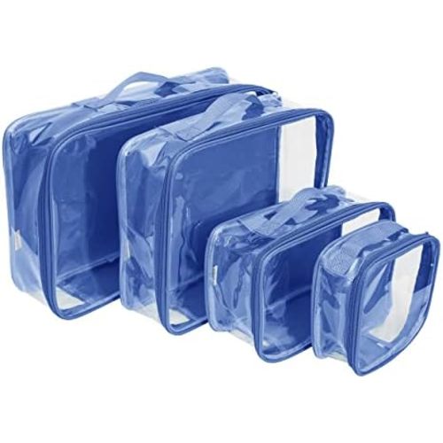 Clear Packing Cubes set of 4 / Packs 7-10 Days of Clothes/Premium PVC Plastic Storage Bags