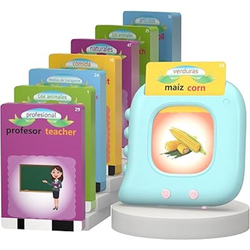 Spanish Flash Cards for Kids, Bilingual Buddy Talking Flash Cards for Toddlers 1 2 3 4 5 Years Old, Audible Learning Spanish for Kids, Speech Educational Learning Birthday Gift with 224 Sight Word