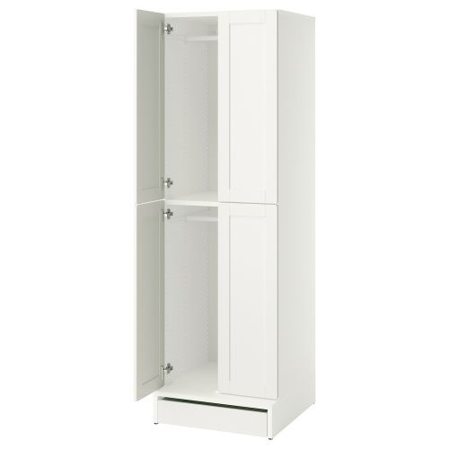 SMÅSTAD / UPPFÖRA Wardrobe - white with frame/with 2 clothes rails 23 5/8x25 5/8x77 1/8 "