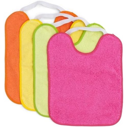 Baby Bibs - Terry Cotton Pullover Infant Towel Bibs - Waterproof, Washable, Soft and Absorbent - 4 Pack