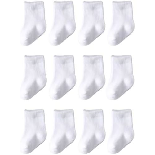 Marchare Baby Crew Socks Baby Cotton Socks 12-Pack Newborn Baby Sock 0-3/3-6 Months for Infant Baby Boys Girls