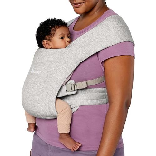 Ergobaby Embrace Cozy Newborn Baby Wrap Carrier (7-25 Pounds), Ponte Knit, Soft Grey
