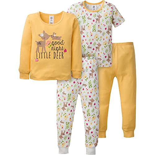 Gerber Baby Girls' Toddler Snug Fit 4-Piece Pajama Set