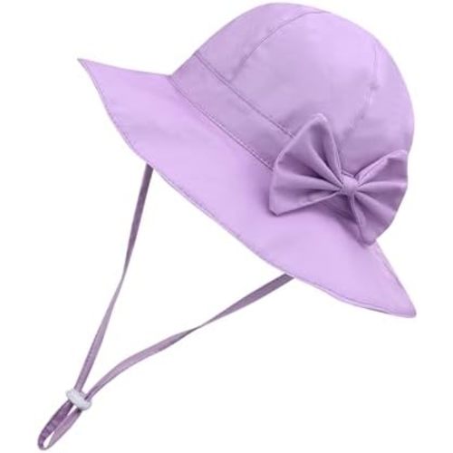 Baby Sun Hat UPF 50+ Bucket Hat with Cute Bow for Girls 0-5 Years 1 Pack 2 Pack