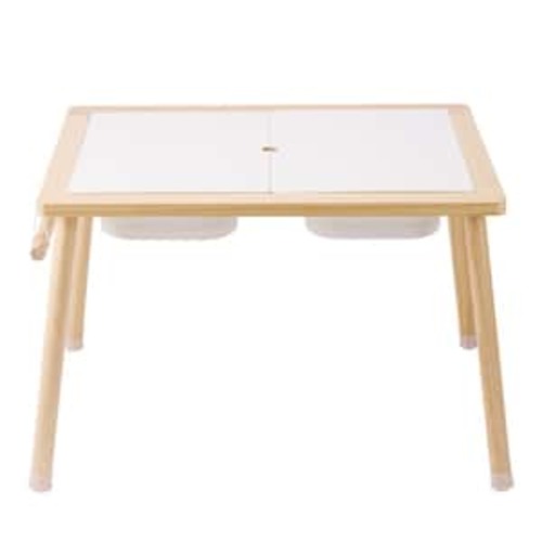 Sensory Table for Toddlers, Kids Activity Table with 3 Foldable Storage Bins and Paper Roll Holder, Play Table, Wooden