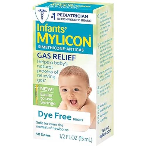 Mylicon Gas Relief Drops for Infants and Babies, Dye Free Formula, 0.5 Fluid Ounce