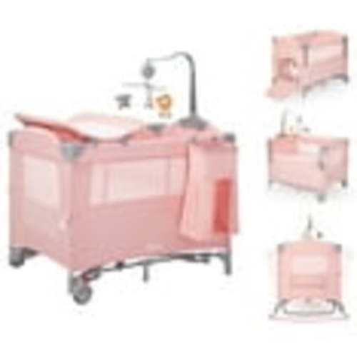 HARPPA 5 in 1 Portable Playard and Bassinet for Girl from Newborn to Toddler, Easy Folding, Pink