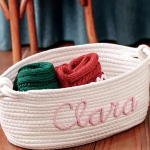 Baby Shower Gift Basket, Custom Baby Shower Basket with Personalized Name, Baby Toys Basket, Cotton Rope Basket, Newborn Baby Nursery Gift