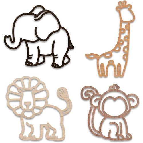 4 PCS Nursery Wall Decor Safari Animal Wooden Wall Art Sets for Kids Room Wood Jungle Theme Decorations for Baby Nursery Playroom Wall Hanging Decorations