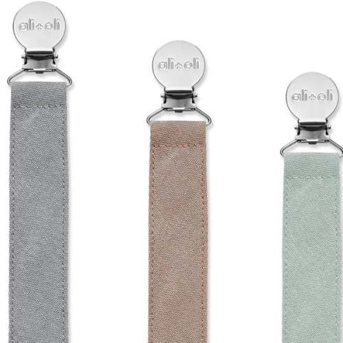 Amazon.com : Ali+Oli Linen Strap Pacifier Clip (Forest) Set of 3 (10" x 1") Baby Pacifier Holder for Newborn Pacifiers & Teethers, Binky Clips, Silicone-Free Pacifier Clips : Baby