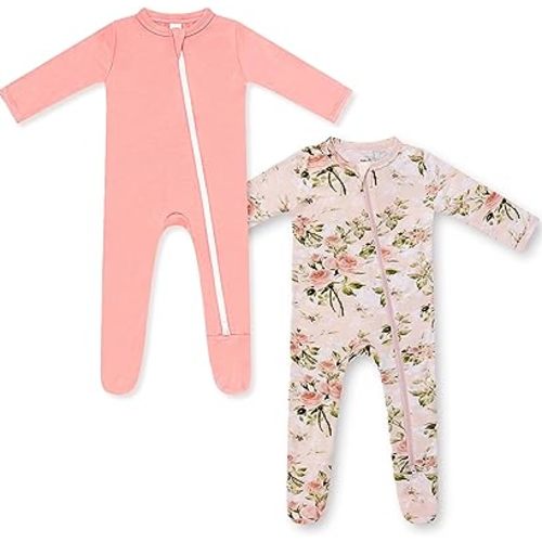 HAPIU Rayon from Bamboo Baby Footed Pajamas, 2 Way Zipper YKK, Footie for Baby Boy Girls, Newborn-24 Months