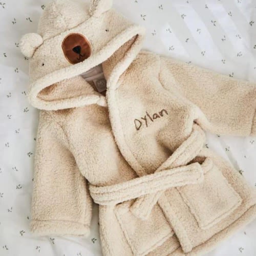Personalized Bear Kid Bathrobe, Baby Personalised hooded Robe, Toddler Bath robe, Kids Dressing Gown, Newborn Baby Shower Gift, Bath Towel