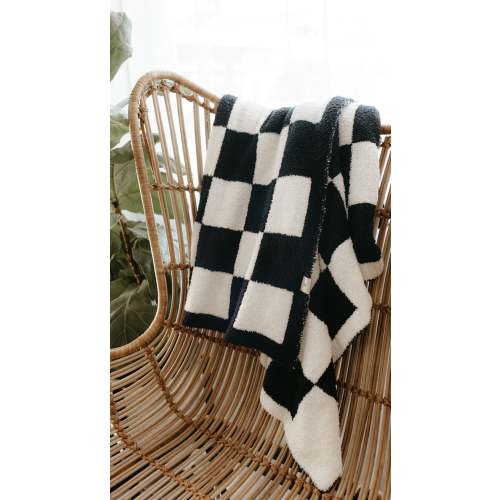 Plush Blanket  | Black & White Checkerboard