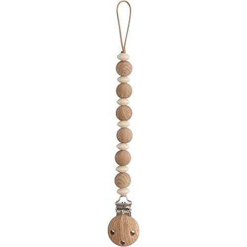 mushie 100% Silicone Baby Pacifier Clip BPA Free | Luna (Faux Wood)