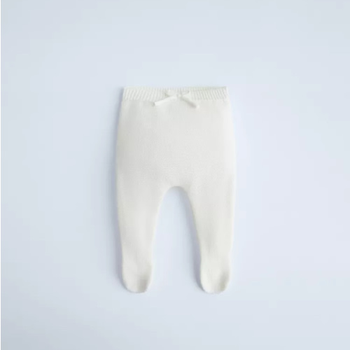 KNIT FOOTED LEGGINGS WITH BOW - Light ecru | ZARA United States
