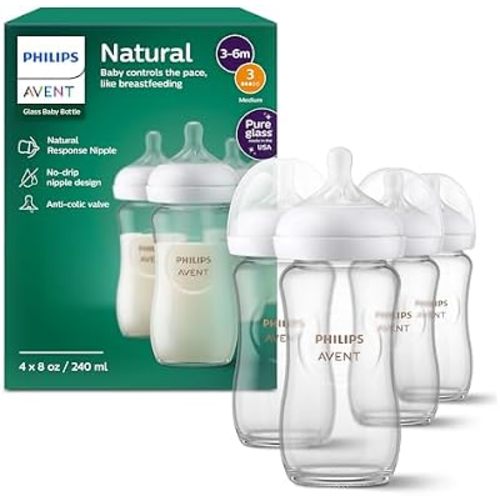 Philips Avent Glass Natural Baby Bottle - 8 Oz, 4
