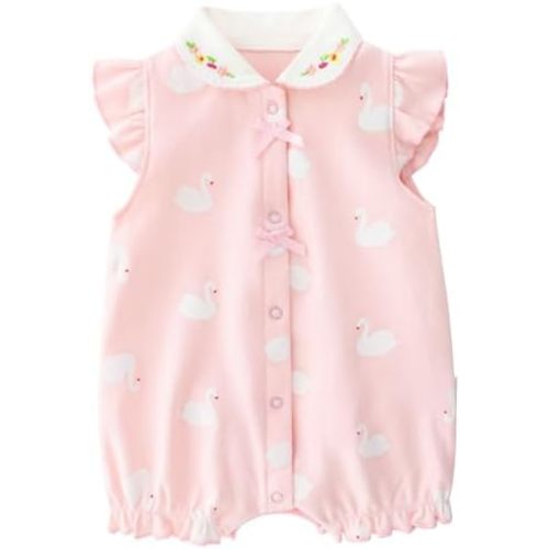 Baby Girl Romper Cute Cartoon Printed Short Sleeve One-Piece Romper Infant Summer Clothes 100% Cotton Jumpsuit