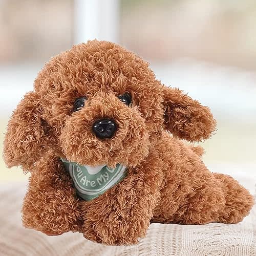 Dog Stuffed Animal, Golden Doodle Puppy Plush Toy with Realist Weighted Soft Dog Stuffed Gift for Kids,11 inches (Brown Color)