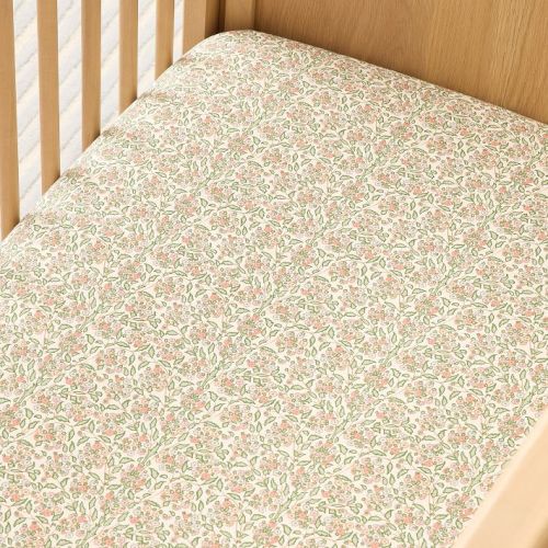 Pink Chicken Floral Crib Fitted Sheet