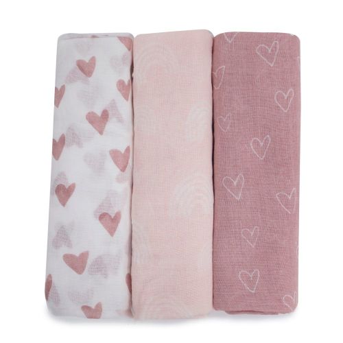 Bubba Blue Nordic Muslin Wrap 3 Pack Berry/Rose