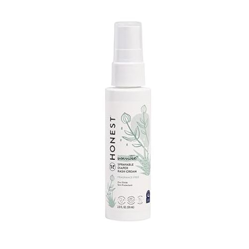 The Honest Company Baby Diaper Rash Cream Spray | Moisturizing + Calming Zinc Oxide | Hypoallergenic, Dermatologist Tested, Cruelty Free | 2 fl oz