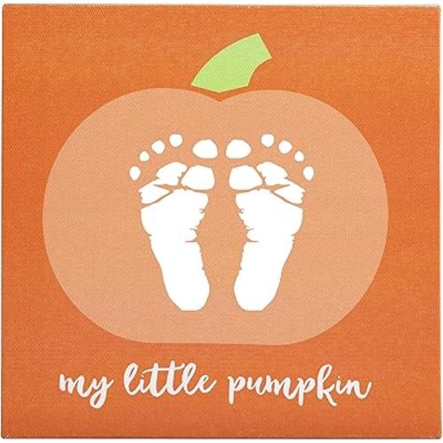 Kate & Milo My Little Pumpkin Canvas DIY Baby Footprint Keepsake Art, Perfect for Baby Girl or Boy's First Halloween Season