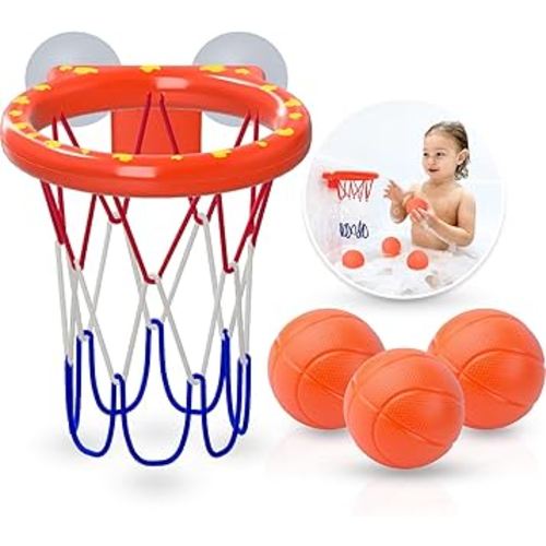 Bath Toys - Bathtub Basketball Hoop for Kids Toddlers - Mold Free Bath Toys with Suction Cup & 3 No Hole Balls - Shower and Bathtub Toys for Toddlers - Boys Girls