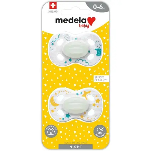 Medela Night & Night Soother Unisex 0-6M - 2 Pack | Baby Bunting AU
