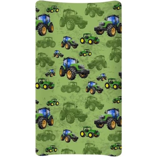 Farmer Tractors Diaper Change Table Pad Covers Ultra Soft Infant Stretchy Changing Table Cover for Baby Boys and Girls Soft Stretchy Safe Snug Fitted Changing Mat Sheet Fit 32" x 16", Green