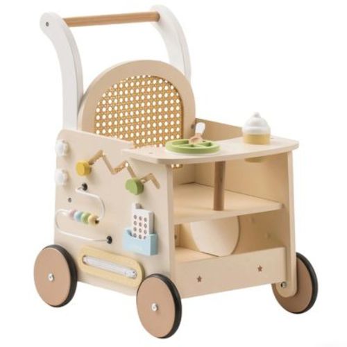 Robotime Baby Walker, Walking Activity Center Push Toys With Safety Brake, Baby Push Walker For Babies Learning To Walk, Beige, 12.4"*14.57"*19.69"