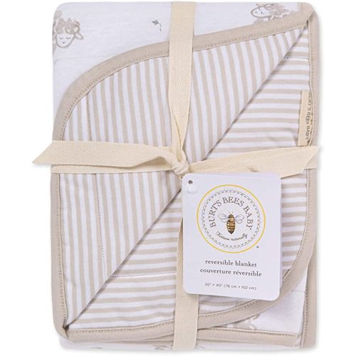 Burt's Bees Baby - Reversible Blanket, Nursery, Stroller & Tummy-Time Organic Jersey Cotton Quilted Infant & Toddler Bedding