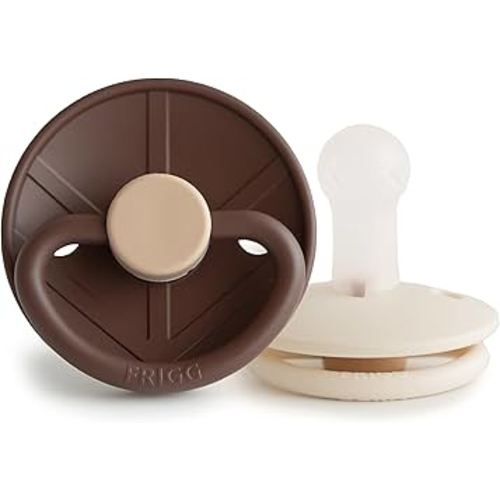 FRIGG Little Viking SilkySoft Silicone Baby Pacifier 2-Pack | Made in Denmark | BPA-Free (Cocoa/Cream, 6-18 Months)